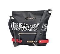 Umhängetasche RIEKER, Damen, Gr. B/H/T: 25cm x 29cm x 6cm, schwarz (schwarz, weiß, rot), Lederimitat, unifarben mit Farbeinsätzen, Taschen Umhängetasche, Schultertasche mit verstellbarem Umhängeriemch