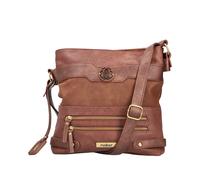 Umhängetasche RIEKER, Damen, Gr. B/H/T: 26cm x 28cm x 6cm, cognac, Lederimitat, unifarben, Taschen Umhängetasche, Schultertasche, Damen-Tasche mit praktischem Reißverschluss-Rückfach (13187114-0) cogn