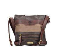 Umhängetasche RIEKER, Damen, Gr. B/H/T: 26cm x 28cm x 6cm, dunkelbraun, beige, Lederimitat, unifarben mit Farbeinsatz, Taschen Umhängetasche, Schultertasche, Damen-Tasche mit praktischem Reißverschlus