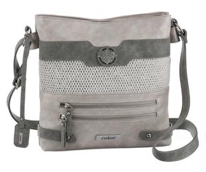 Umhängetasche RIEKER, Damen, Gr. B/H/T: 27cm x 31cm x 6cm, grau, Lederimitat, Taschen Umhängetasche, Schultertasche, Damen-Tasche mit praktischem Reißverschluss-Rückfach (60918637-0) grau