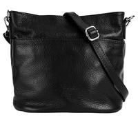 Umhängetasche SAMANTHA LOOK, Damen, Gr. B/H/T: 20cm x 19cm x 12cm onesize, schwarz, Leder, leicht glänzend, unifarben, Taschen Umhängetasche, echt Leder, Made in Italy (35692961-0) schwarz