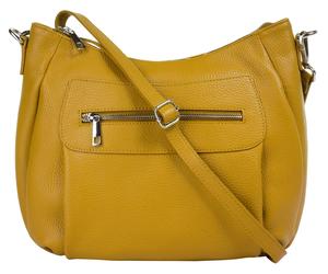 Umhängetasche SAMANTHA LOOK, Damen, Gr. B/H/T: 30cm x 25cm x 7cm onesize, gelb, Leder, unifarben, Taschen Umhängetasche, echt Leder, Made in Italy (97738737-0) gelb