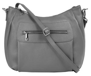 Umhängetasche SAMANTHA LOOK, Damen, Gr. B/H/T: 30cm x 25cm x 7cm onesize, grau, Leder, unifarben, Taschen Umhängetasche, echt Leder, Made in Italy (91999857-0) grau