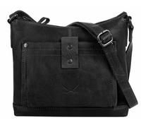 Umhängetasche SANSIBAR, Damen, Gr. B/H/T: 23cm x 20cm x 10cm onesize, schwarz, Leder, vintage, Taschen Umhängetasche, echt Leder (59258522-0) schwarz