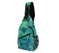 Umhängetasche, Schultertasche, Brusttasche, lässige Brusttasche, Bauchtasche, Blau- und Grüntöne, 20,3 x 10,2 x 38,1 cm, Blau- und Grüntöne, 8 × 4 × 15 inches