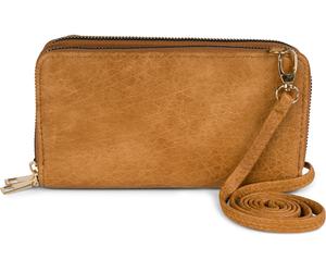 Umhängetasche STYLEBREAKER "2 in 1 Umhängetasche - Geldbörse", Damen, Gr. B/H/T: 10cm x 19cm x 4,5cm Einheitsgröße, braun (cognac), 100% Polyurethan PU. Futter: 100% Polyester PES., Taschen Umhängetas