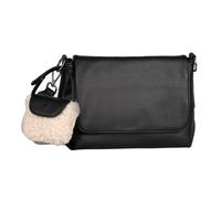 Umhängetasche TOM TAILOR "Fania", Damen, Gr. B/H/T: 26cm x 18cm x 9cm, schwarz, Lederimitat, clean, gepflegt, geprägtes Muster, Taschen Umhängetasche, Damen Schultertasche mit Fellimitat-Anhänger (139
