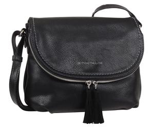 Umhängetasche TOM TAILOR "LARY", Damen, Gr. B/H/T: 29cm x 23cm x 7cm, schwarz, Lederimitat, Taschen Umhängetasche, Crossbody Bag mit modischen Quasten am Zipper (506114-0) schwarz