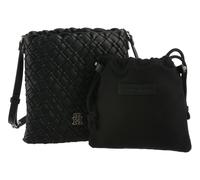 Umhängetasche TOMMY HILFIGER "TH BRAIDED CROSSOVER", Damen, Gr. B/H/T: 22cm x 23cm x 2cm, schwarz, Lederimitat, Taschen Umhängetasche, Damen Tragetasche, Schultertasche in modischer Flechtoptik (42504