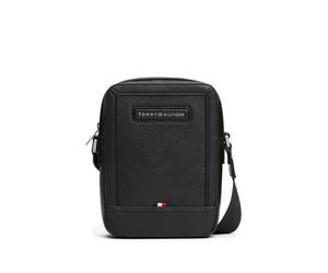 Umhängetasche TOMMY HILFIGER "TH CENTRAL MINI REPORTER", Herren, Gr. B/H/T: 15cm x 20,5cm x 7cm, schwarz, Lederimitat, Taschen Umhängetasche, Men Schultertasche, Crossbodybag mit verstellbarem Umhänge