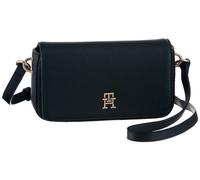 Umhängetasche TOMMY HILFIGER "TH EMBLEM FLAP CROSSOVER", Damen, Gr. B/H/T: 21,5cm x 12,5cm x 5cm, blau (dw6 space blau), Polyurethan, Strukturmuster, unifarben, Taschen Umhängetasche, mit TH-Emblem vo