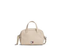 Umhängetasche TOMMY JEANS "TJW CITY TRUNK CROSSOVER", Damen, Gr. B/H/T: 18,5cm x 12cm x 7,5cm, beige (sandfarben), Lederimitat, Taschen Umhängetasche, Damen Tragetasche, Schultertasche mit Herzchen-Ap