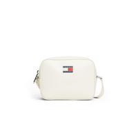 Umhängetasche TOMMY JEANS "TJW MUST CAMERA BAG", Damen, Gr. B/H/T: 18cm x 14cm x 7cm, ivory, Lederimitat, Taschen Umhängetasche, Damen Schultertasche, Minibag, Kamerabag mit typischer Logoflagge (1105