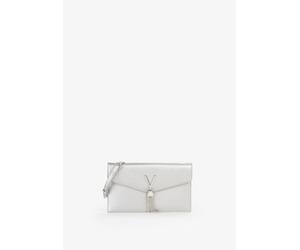 Umhängetasche VALENTINO BAGS "LUXE", Damen, Gr. B/H/T: 27cm x 16cm x 0,5cm, argento, Lederimitat, Taschen Umhängetasche, Damen Schultertasche, Clutch mit Zierkette als Umhängeriemen (73549856-0) argen