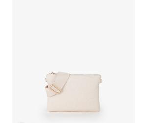 Umhängetasche VALENTINO BAGS "SAMBA RE", Damen, Gr. B/H/T: 25cm x 17,5cm x 2,5cm, ecru, Lederimitat, Taschen Umhängetasche, Schultertasche, Handtasche mit Monogramm Prägung (89178155-0) ecru