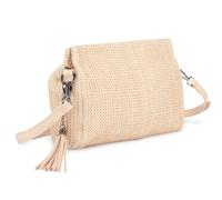 Umhängetasche VIVANCE "Clutch", Damen, Gr. B/H/T: 25cm x 17cm x 6cm, beige, Kunstfaser, Strukturmuster, unifarben, Taschen Umhängetasche, Handtasche,Schultertasche,Tragetasche,Crossbody Bag, Bast-Opti