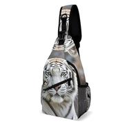 Umhängetasche, weißer Tiger, lässige Brusttasche, leichte Bauchtasche, mit verstellbarem Schultergurt, für Reisen, Sport, Laufen, Wandern, weißer Tiger, 20,3 x 10,2 x 38,1 cm, weißer tiger, 8 × 4 × 15