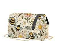 Umhängetaschen für Damen, Bee Honey Daisy Leder Crossbody Taschen Geldbörse Handtasche