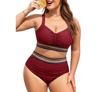 UMIPUBO Bikini Damen Set Große Größe Badeanzug Zweiteiler Bauchweg High-Waist Bademode Push Up Große Brüste Oberweite Bunte Gürtelbänder Badebekleidung