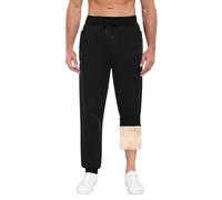 UMIPUBO Jogginghose Herren Winter Baumwolle Warme Fleece Gefütterte Trainingshose Thermo Jogger Hose Freizeithosen Sporthose Lang Sweatpant mit Kordelzug Zwei Taschen (Schwarz, XXL)
