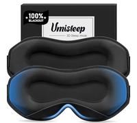Umisleep 2er Pack Schlafmaske für Seitenschläfer, 3D-Augenhöhlen und verstellbares Gummiband, lichtblockierend und atmungsaktiv, Augenmaske für Männer Frauen, für Reise-Yoga, Schwarz/Schwarz