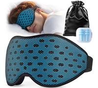 Umisleep Atmungsaktive 3D Schlafmaske für Seitenschläfer, Bequeme, Leichte Schlafbrille für Herren Frauen, mit Aufbewahrungstasche & Ohropax für Flugzeug, Reise, Büro, Blaue