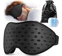 Umisleep Atmungsaktive 3D Schlafmaske für Seitenschläfer, Bequeme, Leichte Schlafbrille für Herren Frauen, mit Aufbewahrungstasche & Ohropax für Flugzeug, Reise, Büro, Schwarz