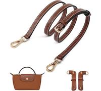 UMIUP Leder-Geldbörsenriemen für Longchamp Conversion Kit, Ersatz für Longchamp Le Pliage Tragetasche, Beige, Brown-Gold B