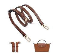 UMIUP Leder-Geldbörsenriemen für Longchamp Conversion Kit, Ersatz für Longchamp Le Pliage Tragetasche, Beige, Brown-Gold A