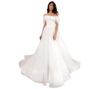 UMLXYER Schulterfrei TüLl Ballkleider Lange Brautkleider FüR Braut Puffy Ballkleid Formelle Abendkleider FüR Damen Ivory XL