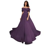 UMLXYER Schulterfrei TüLl Ballkleider Lange Brautkleider FüR Braut Puffy Ballkleid Formelle Abendkleider FüR Damen Grape XL