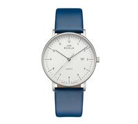 UMR RUHLA 30431 bl - Eleganz trifft Präzision - Stilvolle Armbanduhr mit 705 Quarzwerk - Edelstahlgehäuse - weißes Zifferblatt - Mineralglas - blaues Lederarmband - Made in Germany