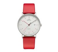 UMR Ruhla Armbanduhr Classic 30434 Edelstahl Lederband rot