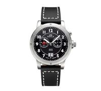 UMR RUHLA Armbanduhr 32105, Herren, Quarz, Lederarmband, Schwarz, Edelstahlgehäuse, wasserdicht bis 5 bar