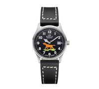 UMR RUHLA Armbanduhr 88101, Herren, Quarz, Lederarmband, Schwarz, Edelstahlgehäuse, wasserdicht bis 10 bar