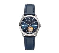 UMR RUHLA Armbanduhr, Damen, Automatik, Lederarmband, Titangehäuse, wasserdicht bis 5 bar, Farbe:Blau