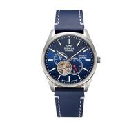 UMR RUHLA Armbanduhr, Herren, Automatik, Lederarmband, Titangehäuse, wasserdicht bis 5 bar, Farbe:Blau
