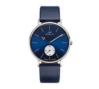 UMR RUHLA Armbanduhr, Quarz, analog, Lederarmband, Edelstahlgehäuse, wasserdicht bis 3 bar, Farbe:Blau