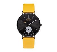 UMR RUHLA Armbanduhr, Quarz, analog, Lederarmband, Edelstahlgehäuse, wasserdicht bis 3 bar, Farbe:Gelb