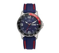 UMR RUHLA Armbanduhr, Quarz, analog, Silikonarmband, Edelstahlgehäuse, wasserdicht bis 10 bar, Farbe:Blau