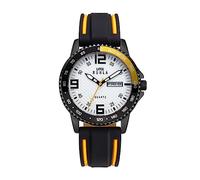 UMR RUHLA Armbanduhr, Quarz, analog, Silikonarmband, Edelstahlgehäuse, wasserdicht bis 10 bar, Farbe:Gelb/Weiß