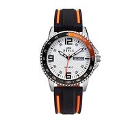 UMR RUHLA Armbanduhr, Quarz, analog, Silikonarmband, Edelstahlgehäuse, wasserdicht bis 10 bar, Farbe:Orange/Weiß