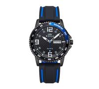 UMR RUHLA Armbanduhr Sport, für Herren, Quarz, analog, Edelstahlgehäuse, Mineralglas, wasserdicht bis 10 bar, Farbe:Blau/Schwarz