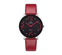 UMR RUHLA Damen-Armbanduhr RS204177, analog, Quarz, Lederarmband (Rot), Edelstahl