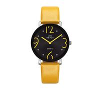 UMR RUHLA Damen-Armbanduhr RS204178, analog, Quarz, Lederarmband (Gelb), Edelstahl