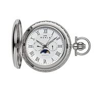 UMR RUHLA Taschenuhr TU-8613, Quarz, Mondphase, Edelstahl, Silber, Mineralglas