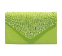 Umschlag Clutch, Damen Satin, Umschlag AbendClutches Hochzeit und Party Handtaschen, Clutches Handtasche Crossbody Bag Glitter Diamante Umschlag Geldbörse Bälle Abendparty Taschen, grün (Grün)