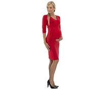 Umstand Kleid Shirtkleid Shirt Midi Knielang Kurzarm Stretch Umstandskleid Nina rot S/M
