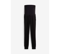 Umstandshose BONPRIX, Damen, Gr. 52/54 (XXL), N-Gr, schwarz, Web, Obermaterial: 95% Viskose, 5% Elasthan, loose fit, Hosen Umstandshose, aus Viskose, mit breitem Umschlagbund, elastischer Saum (590465