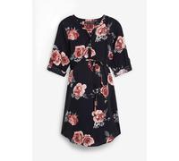 Umstandskleid BONPRIX "Umstands- und Stillblusenkleid aus fließender Viskose", Damen, Gr. 44, N-Gr, schwarz (schwarz geblümt), Obermaterial: 100% Viskose, loose fit, Kleider, für Schwangerschaft und S